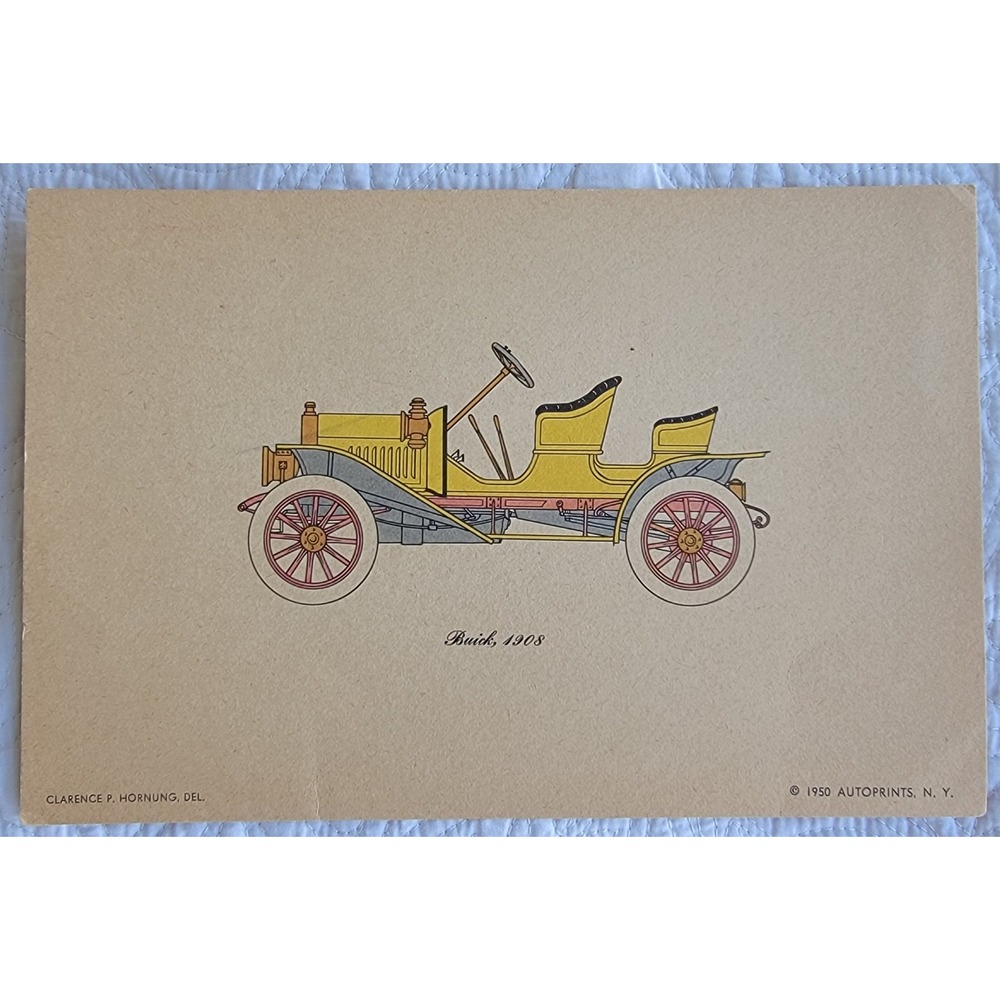 5 Vintage 1950 Clarence Hornung Autoprints Antique Car Lithographs S 8.5x5.5 - Picture 4 of 8